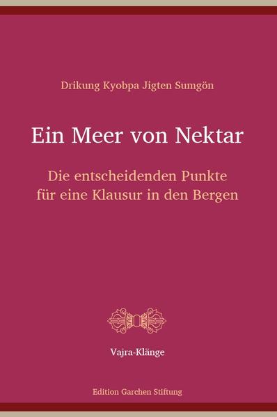 Der Berg-Dharma ist eine spezielle Gattung buddhistischer Texte, die praktische Anleitungen für eine Klausur in den Bergen oder an anderen abgeschiedenen Orten geben. "Ein Meer von Nektar" versammelt Ausschnitte aus sieben verschiedenen Berg-Dharma-Texten, deren Inhalte von Drikung Kyobpa Jigten Sumgön, dem Gründer der Drikung-Kagyü-Linie, gelehrt wurden. Sein Schüler Ön Sherab Jungne schrieb sie einst nieder. Kyobpa Jigten Sumgön zeigt sich hier als Meister des abhängigen Entstehens: Er befasst sich ausführlich mit körperlichen und sprachlichen Aktivitäten sowie mit Geisteshaltungen und erläutert detailliert, wie sich diese auf die Klausur in positivem oder negativem Sinne auswirken. Tibetisch-deutsche Ausgabe