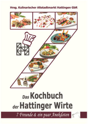 Die 7 Spitzenköche des Kulinarischen Altstadtmarkts Hattingen verraten ihre Geheimnisse und lassen sich in die Töpfe schauen. Jeder Gastronom präsentiert Ihnen zum leichten Nachkochen Rezepte für ein 3-Gänge-Menü, plaudert aus dem Nähkästchen und gibt lustige Anekdoten aus dem Restaurant-Alltag preis. Zudem erfahren Sie einiges über die Entstehung des Kulinarischen Altstadtfmarkts Hattingen und natürlich über die einzelnen Restaurants. Seit 1994 ist der Kulinarische Altstadtmarkt jährlich ein beliebter Treffpunkt auf dem Hattinger Kirchplatz und steht seitdem unter geistlichem Seegen der Ev. St.-Georgs-Kirchengemeinde Hattingen. Mit persönlichen Grußworten von Bürgermeister Dirk Glaser, Alt-Bürgermeister Dieter Liebig und natürlich Leni Meinecke! Diese Gastronomen sind im Buch vertreten: Gasthaus Weiß, Diergardts "Kühler Grund", Haus Kemnade, Hotel / Restaurant An de Krüpe, Poseidon, Zum Hackstück, Hotel & Restaurant Eggers Die Rezepte: 1. Gasthaus Weiß - Süßkartoffel mit Elefantenfuß - Straußenfilet mit Süßkartoffelpüree & Kürbis-Chutney - Amarula Panna cotta mit Physalis-Kompott 2. Diergardts "Kühler Grund" - Strudel von Blutwurst, Äpfeln & Kartoffeln auf Traubenkraut - Kabeljau mit Pumpernickelkruste, Kürbis-Linsen & Senfsauce - Ludwigstaler Kirsch 3. Haus Kemnade - Confierter Lachs mit gebratenem Spargel & Wasabischaum - Lammrücken mit Bärlauchkruste, Bohnen-Tomatenragout & Bäckerinkartoffeln - Erdbeer-Variation: Erdbeer-Mascarpone, Schoko-Erdbeeren, Pfeffer- Erdbeeren 4. Hotel / Restaurant An de Krüpe - Rehhaxenravioli mit warmen Belugalinsensalat - Rehrücken mit Steinpilzkruste, Selleriepüree & Semmelknödel - Karamellisierter Kaiserschmarrn mit Vanilleschaum & gemischten Beeren 5. Poseidon - Geschälte Gambas mit Tomatensalsa, Chili, Knoblauch & Feta-Käse - Doradenfilet mit Mangold & Rosmarinkartoffeln - Griechischer Joghurt mit Walnüssen, Orangensauce, frischen Früchten & Honig 6. Zum Hackstück - Praline vom Orangen-Ingwerlachs, Blattspinat, Reibekuchen & Dillschaum - Filet vom Husumer Weiderind auf Rahm-Wirsing, Biersauce, getrüffelter Kartoffelschnee & Edelschinken-Fahnen - Dessert-Karussell: Halbflüssiger Schokokuchen & Vanille-Baiserparfait mit fruchtigem Erdbeer-Rhabarber-Kompott & Waldmeisterschaum 7. Hotel & Restaurant Eggers - Sushi des Bergmanns & Ich - Blutwurstkuchen mit Steckrübe, Forellenfilet im Nackenschinken & Apfelkrautsauce - Warmer Pumpernickelauflauf, Rübenkraut-Buttermilchsuppe, Kirschsülze & unsere Antwort auf Panna cotta