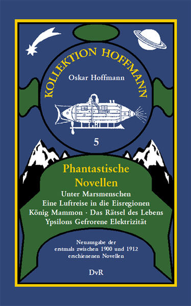 Beschreibung Hoffmann, Oscar: Unter Marsmenschen. Eine Erzählung, in: NEUER DEUTSCHER JUGENDFREUND, Leipzig: Schmidt & Spring, Bd. 55, o. J. [1900], S. 433- 451, 481- 497, 529- 545, mit 4 Illustrationen [1 farb.] von Fritz Bergen Erlebnisse eines Wiener Studenten auf dem Mars, wobei die Reise dorthin mit einer Art „Materie- Transmitter“ erfolgt. Diese Erzählung hat zwar den gleichen Titel wie der 1905 erschienene Roman, aber einen eigenständigen Inhalt. Hoffmann, Oskar: Eine Luftreise in die Eisregionen. Erzählung, in: BIBLIOTHEK FÜR ALLE. Stuttgart, Leipzig: Zeller & Schmidt, 1. Jg. 1909, Bd. III, S. 81- 106, Bd. IV, S. 97- 112, Bd. V, S. 112- 132, mit 2 Illustrationen von Friedrich Gubitz Zwei Briten werden mit einem besonders konstruierten Luftschiff während des Jungfernfluges ungewollt in das Nordpolargebiet verschlagen. Hoffmann, Oskar: König Mammon. Eine moderne Adeptengeschichte, in: WELT UND WISSEN. Berlin: Neuer Allgemeiner Verlag, Bd. 1, o. J. [1912], S. 71- 72, 93- 96, 117- 120, 140- 144, mit 3 Illustrationen von N. N. Diese Erzählung entspricht, stark verkürzt, dem wesentlichen Inhalt des 1907 erschienenen Romans Der Goldtrust. Hoffmann, Oskar: Das Rätsel des Lebens. Geschichte eines Grüblers. Leipzig: Verlag von F. E. Bilz, 1911. 135 S. Die „Geschichte eines Grüblers“ schildert die Gedankengänge, Experimente, Höhen und Tiefen eines Nervenarztes, der sich zum Ziel gesetzt hat, das „Rätsel des Lebens“, in diesem Falle das Rätsel der Entstehung des Lebens, zu ergründen. Hierbei ist er zahlreichen Anfeindungen und Belastungen ausgesetzt, was für ihn nicht ohne negative Folgen bleibt. Hamilton, Fred W. (Pseudonym, = Oskar Hoffmann): Ypsilons Gefrorene Elektrizität. Der Roman einer phantastischen Erfindung. Berlin: Dr. Potthof Co., 1911. 113 S. Ein Privatgelehrter namens Ellbogen (alias Dr. Ypsilon), der im ländlichen Hessen- Nassau ansässig ist, hat sich zum Ziel gesetzt, Elektrizität in gefrorenem Zustand aufzubewahren und so ortsund zeitversetzt nutzbar zu machen. Wie es bei Hoffmanns stets „verhinderten Erfindern“ üblich ist, hat auch Ellbogen mit Vorbehalten seiner Umwelt und vor allem mit „Risiken und Nebenwirkungen“ seiner Methoden zu kämpfen. Interessant ist, dass der Verfasser hier, meines Wissens erstmals, den Begriff der „gefrorenen Blitze“ verwendet hat, einen Begriff, der in den 1940er Jahren für die Kondensstreifen der als „V 2“ bekannt gewordenen von Peenemünde aus über der Ostsee erprobten „A 4“- Raketen verwendet worden ist