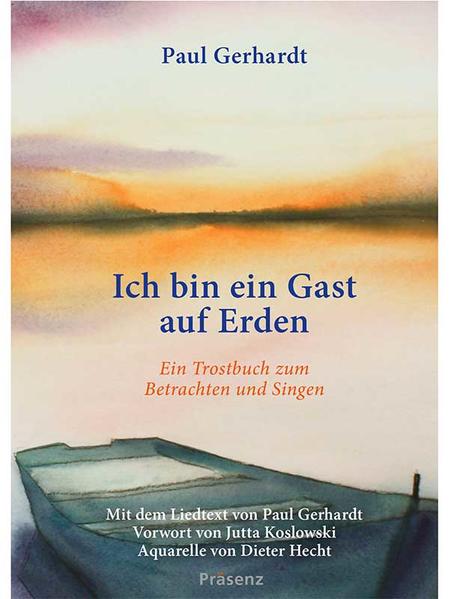 Ich bin ein Gast auf Erden Ein Trostbuch zum Betrachten und Singen Mit dem Liedtext von Paul Gerhardt Vorwort von Jutta Koslowski • Aquarelle von Dieter Hecht 40 Seiten • Gebunden • Format 12,5 x 17,5 cm durchgängig vierfarbig Paul Gerhardts Trostgedicht Ich bin ein Gast auf Erden, das sich in den evangelischen Kirchengesangbüchern Deutschlands und der Schweiz findet, ist eines der bekanntesten Volks- und Familienlieder christlichen Glaubens. Bei zahlreichen Trauerfeiern hat es der Gemeinde und den Hinterbliebenen nicht nur Trost gespendet, sondern den Blick auf das ewige Leben eröffnet. Dieter Hechts stimmungsvolle Motive scheinen diesen Gedanken ins Bild zu bringen: farbintensive Landschaften weisen durch den wechselnden Einfall des Lichts immer wieder über sich selbst hinaus. Paul Gerhardt (1607-1676) arbeitete als Hauslehrer in Berlin, war Probst in Mittenwalde, Pfarrer in St. Nikolai zu Berlin und Archidiakonus in Lübben. Er gilt neben Martin Luther als der bedeutendste evangelische Kirchenlieddichter.