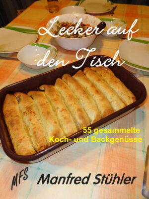 Gut Essen ist etwas Schönes! Es selber zu kochen, oder zu backen, macht Spaß , lässt es hinterher gleich noch mal so gut schmecken und erzeugt Stolz auf die eigene Leistung. Deshalb kochen wir in unserer Familie seit jeher sehr viel selbst. Fertiggerichte kommen bei uns nicht auf den Tisch. Während der vergangenen Jahrzehnte entstand dabei eine interessante und abwechslungsreiche Sammlung von 55 leckeren Rezepten, die im vorliegenden Buch zusammengefasst wurden, damit wir sie möglichst oft nachkochen können. Es sind zumeist einfache Gerichte, die jeder zubereiten kann, und die hervorragend schmecken. Sie finden in diesem Buch nicht nur komplette Gerichte, sondern auch Rezepte für einzelne Beilagen, wie Eierspätzle oder Semmelknödel. Damit eignet sich das vorliegende Werk auch gut für Koch-Einsteiger, die zum ersten Mal in der eigenen Wohnung am Herd stehen. Probieren Sie es aus! Sie können nur gewinnen, wenngleich vielleicht auch an Körperfülle