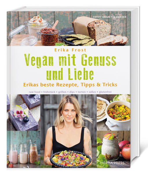 Vegan mit Genuss und Liebe Erikas beste Rezepte, Tipps & Tricks. raw food, frühstück, grillen, dips, torten, süßes, glutenfrei. Willkommen in der grünen Welt von Erika! Die schwedische Barfrau, die zur See fuhr und ihre große Leidenschaft für Raw food und veganes Essen entdeckte. Voller Genuss ahoi! Ob Luxusfrühstück, heiße Eintöpfe, schnelle Gerichte, Snacks, Hausmannskost oder farbenfrohe Salate, schon die tollen Fotos ihrer Rezepte wecken jede einzelne Geschmacksknospe aus dem Tiefschlaf - egal ob Sie Veganer oder Allesesser sind. Und erst ihre großartigen Torten: unwiderstehlich lecker! Alle Rezepte sind rein pflanzlich, frei von Gluten und weißem Zucker. Viele davon sind richtige Raw food-Highlights. Kann das lecker und gesund sein? Klar! Sie bekommen jede Menge gesunde Nährstoffe ab, pure Energie. Gesund schlemmen und himmlisch genießen! Erika legt viel Wert auf die detaillierte Beschreibung ihrer Rezepte. Sie bekommen hier tolle Tipps direkt vom Kochprofi! Zudem verrät sie ihre ganz persönlichen Küchentricks. Alle veganen Köstlichkeiten der lebenslustigen Erika sind eine Augenweide und mit viel Liebe zubereitet. Auf ihren Seereisen hat die passionierte Köchin viel über die internationale Küche gelernt. Dieser Erfahrungschatz findet sich in geschmackvollen Rezepten wieder. Lassen Sie sich überraschen. Heute schippert Erika nicht mehr um die Welt, sondern wohnt auf einem umgebauten Bauernhof in Småland, Südschweden. Sie ist dort von Seen, Wäldern und Wiesen umgeben - eine grüne Welt, die sie inspiriert. Zusammen mit ihrer Kollegin Li betreibt sie dort ein gemütliches Hofcafé. In ihrem veganen Restaurant in Göteborg verwöhnt sie mit großen Erfolg auch Großstadtbewohner, die von ihrer Küche begeistert sind. Mehr Infos und Fotos aus dem Buch gibt es auf www.herba-press.de