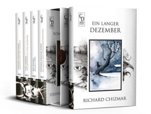 Die Schuberausgabe von Cemetery Dance SELECT 22 enthält die folgenden fünf Bände im Sammlerschuber: Band 1: Ein Langer Dezember von Richard Chizmar (ISBN: 978-3-946330-22-6) Band 2: Die Nacht der Schaufensterpuppen von Stephen Graham Jones (Bram Stoker Award: Beste Novelle, ISBN: 978-3-946330-24-0) Band 3: Mama Fish von Rio Youers (ISBN: 978-3-946330-26-4) Band 4: Die Reichweite von Kindern von Tim Lebbon (ISBN: 978-3-946330-28-8) Band 5: Kartographie des Inneren von Stephen Graham Jones (ISBN: 978-3-946330-30-1)