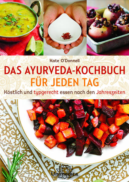 Um den Körper ins Gleichgewicht zu bringen, braucht es nicht viel: das Verständnis über die eigene Konstitution, zu wissen, wie sich Bedürfnisse je nach Jahreszeit verändern. Und natürliche, hausgemachte Gerichte, die beides ausbalancieren. Das ist der Schlüssel für ein gesundes Leben nach Kate O’Donnell. Und dieses Wissen bringt die Yoga-Lehrerin und Ayurveda-Therapeutin im AYURVEDA-KOCHBUCH FÜR JEDEN TAG auf den Tisch. Dabei ist das Ayurveda-Kochbuch mehr als eine Rezeptesammlung: Kate O’Donnell erklärt die Grundlagen von Ayurveda. Und bringt die Theorie ganz schnell in Küche und Alltag: Mit über 100 einfachen Rezepten - ohne teure, komplizierte Zutaten - und Anleitungen für jeden Tag lockt sie selbst Kochmuffel vor den Herd und begeistert für einen gesunden Lebensstil. Sie zeigt, wie sich das Wetter auf Körper und Essverhalten auswirkt. Liefert Tipps und Tricks, worauf Sie in jeder Jahreszeit achten sollten. Und welche Nahrungsmittel Sie lieber ganz vom Speiseplan streichen. Rotes Kürbis-Dal, Rosinen-Granatapfel-Chutney, Gurken-Minz-Raita, Cranberry-Butternut-Muffins oder Karotten-Ingwer-Suppe mit ge-rösteten Kichererbsen - O’Donnells Rezepte machen Lust aufs Essen, sind einfach nachzukochen. Und alle ohne Hokuspokus, aber mit Effekt! Der Anhang enthält praktische Tipps, stellt hilfreiche Küchenutensilien vor und gibt Reinigungsrituale an die Hand, die so selbstverständlich wie das Zähneputzen werden. Kopfschmerzen, Verstopfung, Schlafprobleme: Der letzte Teil des Buches enthält eine nützliche Übersicht darüber, welches Gericht bei welchem Symptom helfen kann. Wer sich bisher abgemüht hat, die Ernährung östlicher Traditionen auf das heutige Leben zu adaptieren, wird seine helle Freude an Kate O’Donnells Buch haben. Ayurveda war noch nie so einfach - und: schmeckt köstlich! „Häufig sind einfache, grundlegende Mittel alles, was wir brauchen, um einen gesünderen Weg einzuschlagen. Mit ihrer natürlichen Heiterkeit und ihrem Humor zeigt uns Kate O’Donnell anhand von Beispielen aus dem echten Leben, wie einfach dieser Weg sein kann. DAS AYUR-VEDA-KOCHBUCH FÜR JEDEN TAG ist ein absolutes Muss für alle, die ihre Gesundheit durch ein gutes Bewusstsein für die richtige Ernährung verbessern möchten.“ - HILARY GARIVALTIS, Gründerin der Kripalu School of Ayurveda