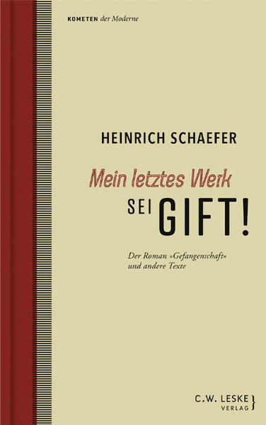 Wenig ist bekannt über das Leben Heinrich Schaefers, jenes Autors des deutschen Frühexpressionismus, dessen Hauptwerk, sein von 1911 bis 1913 verfasster und 1918 gedruckter Roman "Gefangenschaft", nie in den Buchhandel kam, sondern nur klandestin unter Subskribenten im Berliner Milieu zirkulierte. Das Buch war gemeinsam mit Schlüsselwerken der Moderne wie Carl Einsteins "Bebuquin" oder Franz Jungs "Opferung" in der berühmten Reihe "Aktionsbücher der Aeternisten" angekündigt worden, aber als einziger Band nicht frei zu erwerben. Offenbar ging er über das selbst nach expressionistischen Maßstäben seinerzeit der Öffentlichkeit Zumutbare weit hinaus. Denn schonungslos werden darin die abgründigen Gedanken eines Mörders in unzensierter Innensicht geliefert, nicht als Beichte, die zur Sühne führt, sondern in einem Akt ungeheurer Selbstentblößung, als moralinfreie Niederschrift alles dessen, was dem Ich-Erzähler im Kopf und im Leib herumspukt. "Ein revolutionäres Buch", urteilte Max Herrmann-Neiße. "Das Unsagbare sagen" lautete auch die Losung von Schaefers Band "Drei Erzählungen" (1918) mit heute ebenfalls nahezu gänzlich vergessenen Erzählungen und Prosaskizzen, die wie sein Roman nun als Solitäre der experimentellen Ich-Literatur der Moderne wiederzuentdecken sind.