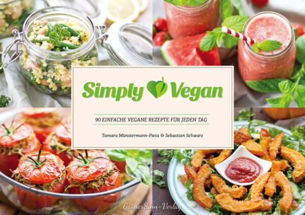 Simply Vegan - das ist das Motto der erfolgreichen Food-Blogger Sebastian Schwarz und Tamara Münstermann-Pieta. Seit mehreren Jahren stellen die beiden Hobbyköche ihre kreativen, alltagstauglichen und veganen Rezepte vor und regen durch schöne Fotos und einfache Zubereitung zum Nachkochen an. In ihrem ersten Kochbuch haben die beiden 90 ihrer Lieblingsrezepte zusammengetragen: eine bunte Mischung aus raffinierten Snacks, über frische Smoothies, knackige Salate, herzhafte Suppen und Hauptspeisen, bis hin zu süßen Desserts und Backwaren. Mit dabei sind einige Best-Off-Rezepte vom Blog, aber auch jede Menge neue Rezepte, allesamt alltagstauglich und einfach zuzubereiten. In diesem Buch ist für jeden Anlass und Geschmack das Richtige dabei und es bietet besonders auch Neulingen der veganen Küche einen tollen Einstieg in die Vielfalt der pflanzlichen Kost.