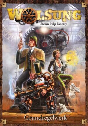 Wolsung: Steam Pulp Fantasy ist ein Rollenspiel voll filmreifer Action in der spannenden Zeit der Magisch-Industriellen Revolution. Willkommen im phantastischen 19. Jahrhundert! Unter einem Himmel voller Luftschiffe donnern dampfgetriebene Automobile durch die Straßen. Die Vereinigung von Magie und Wissenschaft war die Geburtsstunde mechanischer Golems, kabbalistischer Denkmaschinen und furchterregender eiserner Drachen. Und doch ist der Großteil der Welt noch unerforscht – wer weiß, welche Schätze und Geheimnisse in den Tiefen der Dschungel und auf den höchsten Berggipfeln warten. In den dunklen Ecken der Erde lauern die Untoten – eine schreckliche Erinnerung an den Großen Krieg –, während Schurken und böse Genies ihren wahnsinnigen Plänen nachgehen. Diese spannenden Zeiten erfordern Außergewöhnliche Persönlichkeiten. Die Charaktere in Wolsung sind geniale Detektive und Ermittler, Geheimagenten, berühmte Entdecker, noble Ganoven, Magie-Ingenieure, furchtlose Jäger, kontroverse Autoren und wohlhabende Sammler. Echte Berühmtheiten der Steam-Pulp-Welt. In diesem Buch findest du: • Eine dynamische und fesselnde Welt, ein idealer Hintergrund für Pulp-Abenteuer. • Ein einfach zu erlernendes Regelsystem, das geschaffen wurde, um den Nervenkitzel von Actionfilmen und Videospielen an deinen Spieltisch zu bringen. • 8 Spezies, 4 Archetypen, 20 Berufe und über 90 Vorteile, die es erlauben, eine Vielzahl unvergesslicher Charaktere zu erschaffen. • Über 160 erstaunliche, technomantische Gegenstände. • Über 120 Gegenspieler für eure Charaktere. • Ein Abenteuer, zwei detaillierte Kampagnenideen und 31 Abenteuerskizzen, plus über 200 Abenteuerideen. Mehr Informationen über die Welt von Wolsung und Downloads gibt es auf www.wolsung.de.