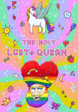 The holy LGBT+ Koran forms the foundation of the newly transmitted Rainbow Islam. Brahim, a lovely Moroccan, passed out on top of a black tower while demolishing a Holocaust memorial for the LGBT victims of World War II. When he woke up again, his friends were gathered around him and immediately noticed that Allah spoke to Prophet Brahim. They wrote down the new 12 commandments and started dancing with Prophet Brahim. We hope that a wave of love & hope will wash over the hearts of all marginalized LGBT+ Muslims.