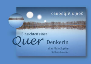 Wie schon im ersten Band "Ansichtssache", macht sich Sonja Alphonsos Protagonistin Philo Sophie Selbst-Zweifel auch in "Einsichten einer Querdenkerin" ihre ganz eigenen Gedanken und Philosophien um Gott und die Welt. Diese basieren auf den Kolumnen der Autorin im Kulturfeuillleton "Tiefgang" von SUEDKULTUR, dem Kultur-Portal für Hamburgs Süden.