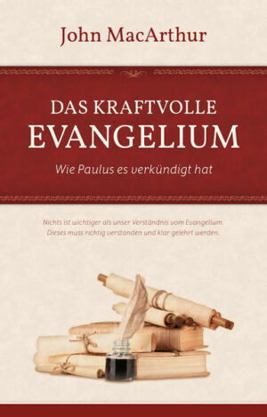 Der Bibelausleger und Lehrer John MacArthur legt mit diesem Buch eine erhellende Studie darüber vor, was der Apostel Paulus tatsächlich über die Frohe Botschaft von Jesus Christus gelehrt hat. In seinen Briefen an die ersten Gemeinden hat der Apostel Paulus eine Reihe sehr markanter, präziser Textpassagen verfasst, die die Evangeliumsbotschaft in nur wenigen treffenden Worten zusammenfassen. Jeder dieser Schlüsseltexte hat seinen eigenen Schwerpunkt und betont einen bestimmten wesentlichen Aspekt der Frohen Botschaft. In den einzelnen Kapiteln dieses aufschlussreichen neuen Buches werden diese grundlegenden Texte zum Evangelium Vers für Vers untersucht. John MacArthur behandelt Fragen wie: Was ist das Evangelium? Was sind die wesentlichen Elemente der Botschaft? Wie können wir sicher sein, dass wir sie richtig verstanden haben? Und wie sollen Christen der Welt die Frohe Botschaft verkündigen? John MacArthur beantwortet diese Fragen klar, überzeugend, durchdacht, leicht verständlich und vor allem durch und durch biblisch. »Das Kraftvolle Evangelium« ist in einem Stil verfasst, der auch für Menschen, die noch sehr wenig über die Bibel wissen, leicht zugänglich ist. Dennoch ist das Buch auch von großem Wert für langgediente Pastoren und erfahrene Gemeindemitarbeiter.