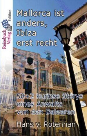 2. verbesserte und erweiterte Auflage! Hans von Rotenhans skurrile Alltagsgeschichten von den Balearen („Mallorca ist anders - Ibiza erst recht“) waren als Buchausgabe der Überraschungserfolg des Balearen Inselsommers 2018. Sie erscheinen hier in verbesserter und um zwei Geschichten erweiterter Auflage parallel zur Veröffentlichung des zweiten Bandes „Ibiza und Mallorca - eine Welt für sich“. Der Autor hat viele Jahre als Anwalt zunächst auf Ibiza und später auf Mallorca gelebt und gearbeitet. Seine oft bizarren oder skurrilen Erlebnisse aus dieser Zeit jenseits des Touristenalltags hat er in 60 humorvollen bis nachdenklichen Storys niedergeschrieben, welche die Inselwelt von innen beleuchten. Wer die Balearen kennt, wird vieles darin schmunzelnd wiedererkennen und nicht den geringsten Zweifel hegen, dass jedes Wort der absoluten Wahrheit entspricht. Die 1. Auflage erschien als Serie über 25 Wochen im "Mallorca Magazin"! Stimmen zur 1. Auflage: Selten habe ich ein Buch so ungern nach der letzten Seite aus der Hand gelegt! Ein Amüsement-Schnäppchen!" Axel Thorer "Ein vollendeter Lesegenuss!" Mallorca Magazin