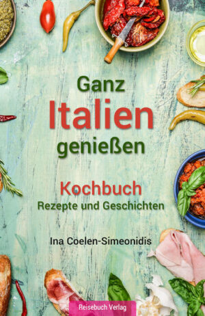 Sorgen Sie für mehr „italienische Momente“ in Ihrem Leben! In diesem Kochbuch finden Sie über 150 Rezepte der authentischen italienischen Küche aus allen Regionen. Durch die zwanzig unterschiedlichen Regionen des Landes ist eine unglaubliche kulinarische Vielfalt entstanden. Sie erfahren mehr über die traditionelle Küche Italiens, finden aber genauso viele einfache und schnelle Rezepte mit italienischem Flair. In der Küche des Mittelmeerraumes stehen die Art der Zubereitung und frische Zutaten im Vordergrund. Jede Zutat spielt eine wichtige Rolle und hat eine Geschichte, wie z.B. Olivenöl, traditionelle Essige, Käse, Kräuter, Gewürze, Knoblauch und Tomaten. Zu vielen Rezepten gibt es Weinempfehlungen, und Sie bekommen Informationen zu den Weinen der einzelnen Regionen. Erfahren Sie auch, was an italienischem Kaffee so besonders ist, dass er die ganze Welt eroberte. Holen Sie sich ein bisschen Mittelmeer in Ihre Küche, für den vollen Genuss und eine natürliche gesunde Ernährung. Die Krimiautorin Ina Coelen-Simeonidis serviert Spezialitäten-Rezepte der italienischen Küche gewürzt mit Anekdoten über südländische Lebensart und verfeinert mit spannendem Hintergrundwissen über die Geschichte spezieller Zutaten der italienischen Küche. Sie erzählt von Küchengeheimnissen italienischer Hausfrauen, wir erfahren u.a., warum der venezianische Maler Vittore Carpaccio für die gleichnamige Vorspeise Pate stand, und dass die Kunst des Pizzabackens von der Unesco in die Liste des immateriellen Kulturerbes der Menschheit aufgenommen wurde. All dies und über 150 authentische Rezepte aus allen Regionen Italiens machen aus diesem Kochbuch mehr als eine weitere italienische Rezeptsammlung.