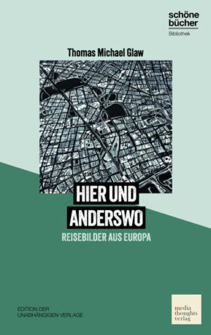 "Was heißt reisen? Sich treiben lassen? Sich von Punk A zu Punkt B bewegen? Neues entdecken? Neue Freunde finden? Mit fremden Menschen sprechen? Ich weiß es nicht. Für mich bedeutet Reisen: Abenteuer, Nachdenken, Begegnung." Thomas Michael Glaw betrachtet europäische Metropolen und die Menschen, die dort leben, mit den Augen des Fotografen und dem ihm eigenen britischen Humor. Neben einem Abgesang auf seine Münchner Wahlheimat finden sich Betrachtungen zu italienischen Charakteren, Ostberliner Zuckerbäckerstil, einem Zug nach Prag voller Betrunkener und viel irischer Landschaft. Stets nachdenklich und mit einem hintergründigen Lächeln macht er seinen Leserinnen und Lesern Appetit, selbst den Zug oder das Flugzeug zu besteigen. ____________________________ Zehn Verlage, zehn Bücher, eine gemeinsame Reihe: Das ist die Schöne Bücher Bibliothek. Die Edition der unabhängigen Verlage vereint ausgewählte Titel zeitgenössischer Autorinnen und Autoren. Highlights aus den Independents: mal mit Witz, mal ganz ernst. Mal mit Blick auf große Fragen unserer Zeit, mal auf das Kleine, ganz Private. Und stets absolut lesenswert. Zehn literarische Stimmen, zehn kuratierte Perlen für Buchfans - ob erfrischender Erstling oder preisgekröntes Werk. Vom historischen Roman über Krimi und Mystery bis zu Science-Fiction oder Satire: ein Literatur-Kanon, wie er im Buche steht. Die Schöne Bücher Bibliothek verspricht Highlights für alle, die gern lesen. Trauzeugen küsst man nicht. Roman, Annabelle Costa, ISBN 978-3-98906-007-4, Second Chances Verlag Wie ich lernte, den Fluss zu lieben. Roman, Laura Vinogradova, ISBN 978-3-947409-57-0, Paperento Verlag/Edition Wannenbuch Inside Underdog. Backstage-Notizen, Iris Antonia Kogler, ISBN 978-3-947857-22-7, Mirabilis Verlag Restluft. Roman, Gerhard Richter, ISBN 978-3-96887-023-6, Ultraviolett Verlag Die Kümmerer. Thriller, Achim Albrecht, ISBN 978-3-949902-09-3, OCM Verlag Der Schwur des Mönchs. Historischer Roman, Yngra Wieland, ISBN 978-3-910789-00-5, Burgenwelt Verlag Die Farbe der Sprachlosigkeit. Roman, Corinna Antelmann, ISBN 978-3-947066-60-5, Verlag Monika Fuchs Das Kudernatsch Kompott. Satiren, André Kudernatsch, ISBN 978-3-96285-057-9, Salier Verlag Die Blutfinca. Mallorca-Mystery-Krimi, Jorge de la Piscina, ISBN 978-3-947805-21-1, Epyllion Verlag Hier und anderswo. Reisebilder aus Europa, Thomas Michael Glaw, ISBN 978-3-947724-41-3, Mediathoughts Verlag Mehr: www.schoenebuecher.net/bibliothek