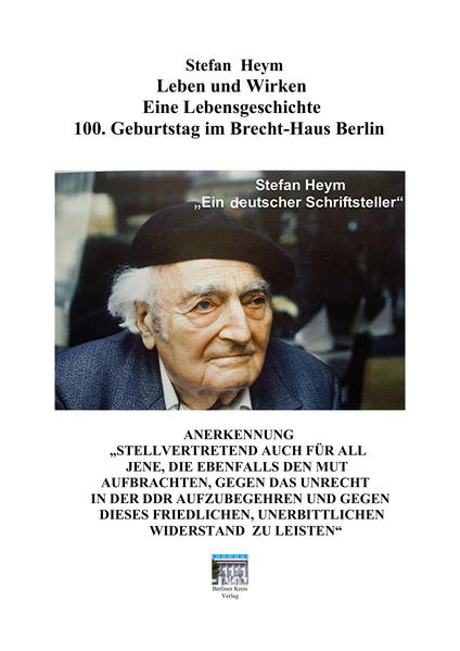 Schwerpunkt der Veranstaltungen im Brecht-Haus ist ein kritischer Austausch über Gesellschaft, Kunst und Politik. Es werden dort auch Autoren und ihre Werke vorgestellt. Auch junge Talente finden hier Gehör. Dies ist vor allem während der Brecht- Tage zu erleben. Zu den Veranstaltern gehören auch die Akademie der Künste und das Berliner Ensemble. Hervorgehoben wird im Brecht- Haus der 100. GEBURTSTAG von Stefan Heym: „Ich habe mich immer eingemischt: Erinnerungen an Stefan Heym“, hg. v. Therese Hörnigk. Zu erleben sind Wilfried F. Schoeller im Gespräch mit Horst Bosetzky, Daniela Dahn, Gunnar Decker und der Herausgeberin. Im Anschluss daran die Lesung aus Stefan Heym „Der König David Bericht“. An diesem Abend wird seiner gedacht, das heißt, es wird an einen der bedeutendsten Schriftsteller unserer Zeit erinnert. Stefan Heym war ein Andersdenkender. Seine ausdrucksstarken Bücher beweisen, wie er sich den Zwängen entzieht und seinen eigenen Kosmos findet. Diese Veranstaltung wurde geleitet von Therese Hörnigk. Frau Dr. Therese Hörnigk war bis zum Jahr 1992 Literaturwissenschaftlerin an der Akademie der Wissenschaften der DDR, bis 1997 wissenschaftliche Mitarbeiterin an der HU Berlin. Von 1998 bis 2007 leitete sie das Literaturforum im Brecht-Haus. Sie hat zu ihrer Studien- Zeit bei mir mit einer Arbeit über den frühen Brecht promoviert. Dann las Dieter Mann aus einem Buch von Stefan Heym vor. Anschließend kam es zu einer angeregten Diskussion. Der Saal im Brechthaus war voll besetzt, viele Interessierte mussten sich einen Platz in den oberen Galerien suchen. Wir beide waren auch zu dieser Veranstaltung eingeladen worden: Zum 100. Geburtstag erinnern Freunde und Weggefährten aus Literatur, bildender Kunst, Wissenschaft und Politik an Stefan Heym. Sie würdigen das Schaffen eines der meistgelesenen und produktivsten deutschen Schriftsteller… Das Buch - 2 Pflichtexemplare- befindet/n sich in der Nationalbibliothek in Frankfurt am Main und Leipzig. Der Eintrag-Ohne Bestand in der Nationalbibliothek ist unrichtig. Es befindet sich auch in der Amerika Gedenkbibliothek in Berlin. Der Nationalbibliothek wird das Buch auch als Digitales Produkt im PDF-Format zugeschickt.