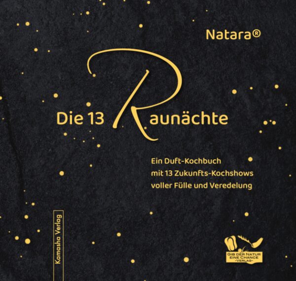 Die 13 Raunächte - ein Duft-Kochbuch mit 13 Zukunfts-Kochshows voller Fülle und Veredelung ... ... ist viel mehr als nur ein magisches Duft-Koch-Buch für die Raunächte. In diesem Buch findest du neben 39 wundervollen veganen Rezepten einzigartiges, kosmisches Wissen über die Raunächte und wie du diese magische Zeit rund um den Jahreswechsel perfekt für dich nutzen kannst, um deine beste Zukunft zu kreieren. Denn wie unsere Ahnen schon wussten: In dieser Jahreszeit sind die Schleier zur Zukunft dünner als sonst. Alles, was du in dieser Phase erlebst - ob bewusst oder unbewusst - beeinflusst dein kommendes Jahr wesentlich mit. Willst du diese Phase bewusst bestmöglich nutzen? Dann ist es wichtig, die wirklichen kosmischen Raunächte und Zeitfenster im neuen Jahr zu kennen. Diese bestehen nämlich nicht wie allgemein verbreitet aus den irdisch-starren 12 Raunächten für je 1 Monat, beginnend mit Januar, sondern aus 13 Raunächten für 13 unterschiedlich lange Zeiträume im kommenden Jahreskreis. Natara nimmt dich mit auf eine abwechslungsreiche, gesunde, genussvolle und lebendige kulinarische Reise mit Aouyash und Joscha Reinheimer. Bereits beim Riechen an den Duftseiten wirst du Lust auf das Kochen des jeweiligen Raunachtsmenüs bekommen. Wunderschöne Fotos und die liebevolle Gestaltung der Rezepte in den Pyramidenfarben lassen dich gleich eintauchen in das wertvolle Gourmet-Erlebnis. Und das Beste daran: Jeder kann es leicht nachmachen und so in Leichtigkeit, mit Freude und Genuss sich, seinem Körper, seiner Zukunft und den Tieren etwas Gutes tun. Über die im Buch enthaltenen QR-Codes bekommst du exklusiv Zugang zu 13 exklusiven Raunächte-Kochshows, in denen Aouyash und Joscha jeweils ein köstliches veganes 3-Gänge-Menü kreieren. Lebendig, bunt, genussvoll und von Küchenanfängern bis zum Küchenprofi leicht selbst zu verwirklichen. Gemeinsam kochen und essen macht noch mehr Freude, aber auch wer alleine ist, spiegelt sich mit den Shows dennoch das beste Miteinander in die Zukunft. So werden deine Raunächte zu einem wundervollen Auftakt für das kommende Jahr. Das Buch mit seinem magischen Wissen, besonderen Küchen- und Ernährungstipps, den bezaubernden Duftseiten und inspirierenden Kochshows enthält ewiges und zeitloses Wissen und eignet sich auch wundervoll als bleibendes Geschenk.