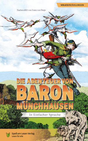 Baron Münchhausen erzählte gerne Geschichten von den Abenteuern, die er auf seinen Reisen und bei der Jagd erlebte.  Seine Geschichten waren lustig und ziemlich verrückt. Denn der Baron hatte viel Fantasie und dachte sich seine Abenteuer nur aus.  Mit ernstem Gesicht erzählte er die wildesten Lügen.   Die bekanntesten und lustigsten Geschichten sind in diesem Buch versammelt.