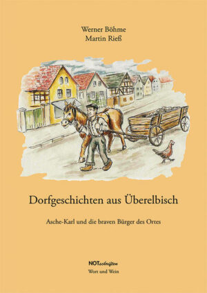 Kennen Sie „Überelbisch“? So heißt es im Volksmund für den Ort auf der jeweils anderen Elbseite im Meißner Land, ganz gleich ob man nun rechts oder links der Elbe steht. Ein Ort, der, obwohl es ihn gar nicht gibt, doch allgegenwärtig ist hier bei uns in der Region. Das fiktive Örtchen ist der Schauplatz für Werner Böhmes Dorfgeschichten. Der Autor nimmt uns mit in die Nachkriegszeit im Meißner Land. Dort begegnen wir dem Protagonisten Karoly Kovacs, der mit seiner Schwester aus Ungarn vertrieben wurde und nun versucht in Überelbisch eine neue Heimat zu finden. Anfangs reagieren die Alteingesessenen auf den Neuling mit Anfeindungen und Skepsis. Doch als er die Müllabfuhr übernimmt, wird Karoly schon bald als Asche-Karl akzeptiert und geschätzt. Auf seinem täglichen Weg durch das Örtchen trifft er auf einzigartige Typen wie den Postboten Dünnebier, den Dorfpolizisten Schulze, Glitzer-Heinze, den LPG-Vorsitzenden und „Gut-Schnittl“, in dessen Frisier- und Haarschneidesalon immer das Neueste zu erfahren ist, aber auch auf die schöne Winzertochter Anita … Werner Böhme hat für sein neues Werk so manch kuriose Geschichte gesammelt und Erlebtes, Erfahrenes, Anekdoten und Episoden zu einem gewohnt unterhaltsamen Lesevergnügen zusammengetragen. Die liebevollen Illustrationen dazu stammen aus der Feder des jungen Bildhauers und Grafikers Martin Rieß.