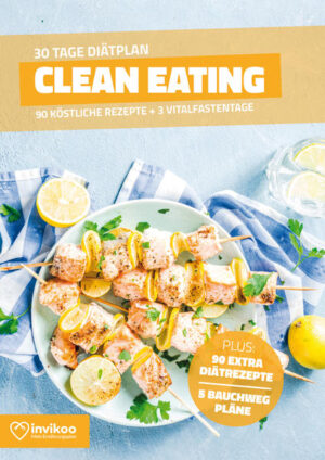 Clean Eating eignet sich ideal, um gesund und dauerhaft abzunehmen. Sie können ein Leben lang dabeibleiben und gewinnen mehr als eine schlanke Linie. Sie ernähren sich sehr natürlich, vitalstoffreich und steigern damit Ihr Wohlbefinden und Ihre Lebensenergie. Ebenso schützen Sie sich mit dieser Ernährungsform vor den klassischen Zivilisationskrankheiten und erhalten sich bis ins hohe Alter eine bessere Lebensqualität. Die 90 Clean Eating Rezepte in diesem Buch sind die beliebtesten, ausgewählt aus über 12.000 Rezepten der invikoo Rezeptdatenbank. Sie sind arm an Kalorien und reich im Geschmack. Das gesunde Kochbuch mit einfachen und schnellen Rezepten für jeden Tag. Täglich erhalten Sie lecker schmeckende und sättigende Rezepte für Ihr Frühstück, Mittag- und Abendessen. Neben der Anleitung für die schnellen Einstiegserfolge mit den 3 Vitalfastentagen, bekommen Sie viele nützliche Infos, Tipps und Tricks für Ihre langfristige und erfolgreiche Gewichtsabnahme. Bonus 1: Zusätzlich zum Buch erhalten Sie einen weiteren Diätplan mit 90 Rezepten als E-Book. Sie haben die Wahl zwischen Low Carb, Vegan, Vegetarisch, Low Fat und High Protein und können Ihren Kalorienbedarf auswählen. Zur Wahl stehen 1000-1200 kcal, 1200-1500 kcal und 1500-1800 kcal. Bonus 2: Fünf 10 Minuten Bauchweg Workouts mit ausführlicher schriftlicher Anleitung und als Video.