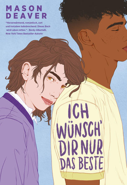 Als Ben De Backer sich gegenüber den Eltern als nicht-binär outet, wird Ben aus dem Haus geworfen und hat keine andere Wahl, als bei der entfremdeten älteren Schwester einzuziehen. Ben kämpft mit einer Angststörung, die durch die Ablehnung der Eltern noch verstärkt wird, und offenbart sich nur einer Handvoll von Menschen. Aber Bens Versuche, unbemerkt die letzte Hälfte des Abschlussjahres zu überstehen, werden vereitelt, als Nathan Allan, ein lustiger und charismatischer Student, beschließt, Ben unter seine Fittiche zu nehmen. Während die Freundschaft von Ben und Nathan wächst, entwickeln sie Gefühle füreinander, und was als Katastrophe begann, sieht so aus, als könnte es nun eine Chance sein, ein glücklicheres neues Leben zu beginnen. „Ich wünsch’ dir nur das Beste“ ist ein Roman, der abwechselnd herzzerreißend und fröhlich ist. Es ist ein kraftvolles Buch über Freundschaft und Liebe und ein leuchtendes Zeichen der Hoffnung für alle, die manchmal am Leben verzweifeln könnten.