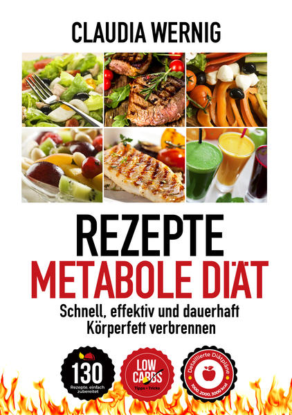 Das Buch REZEPTE für die METABOLE DIÄT ist die ideale Ergänzung des Bestsellers METABOLE DIÄT. Erfahren Sie wie das erfolgreiche und wissenschaftlich erprobte LOW CARB Ernährungssystem funktioniert und wie Sie es einfach und praktisch anwenden. Über 130 Rezepte helfen Ihnen dabei die kohlenhydratarmen Mahlzeiten unkompliziert in Ihre tägliche Ernährung einzubauen. Autorin Claudia Wernig hat dafür leckere Rezepte zusammengestellt, die gesunde Abwechslung auf den Tisch bringen: Salate Suppen & Eintöpfe Vorspeisen, Snacks & Kaltgerichte Eierspeisen Hauptgerichte mit Fleisch, Fisch, Geflügel Wok-Gerichte Burger Sommerliche Grillgerichte Saucen & Dips Desserts, Eiscreme & Muffins Protein Smoothies Alle Rezepte mit einfacher und verständlicher Zubereitung, hilfreichen Nährwertangaben (Kohlenhydrate, Eiweiß, Fett und Kalorien sowie mehrfach ungesättigte Fettsäuren und Ballaststoffe). Dazu erfahren Sie zahlreiche Tipps und Tricks für die einfache Zubereitung der Mahlzeiten. Besonders hilfreich sind die detaillierten LOW CARB Wochen-Ernährungspläne für 1000, 2000 und 3000 Kalorien pro Tag. Abgerundet wird das Buch „Rezepte für die Metabole Diät“ mit einem extra Kapitel KRÄUTER & GEWÜRZE ABC und ausführlicher Vorstellung hilfreicher Küchengeräte. Für die NEUAUFLAGE 2015 wurde der erfolgreiche Bestseller komplett überarbeitet, mit neuen Inhalten, neuem Design und Farbfotos.