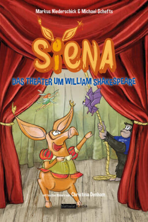 Siena ist ein Pinselohrschwein. Mit ihren Pinselohren kann sie sich in andere Zeiten und an andere Orte malen und trifft dort auf historische oder mythologische Persönlichkeiten. Diesmal geht die Reise nach London zur Zeit William Shakespeares. Begleitet wird Siena wieder von Nero, der quirligen Fledermaus und von Argento, dem scheuen Gorilla. Als Gast ist Henry, ein Rotfuchs aus London dabei. Die Freunde wollen daheim im Dschungel Theater spielen. Herr Zinnober, der väterliche Freund unserer Abenteuergruppe, erzählt daraufhin Geschichten von William Shakespeare und wie anders das Theater damals war. Davon inspiriert ziehen die Freunde in ein neues Abenteuer. Das London des Jahres 1594 hält viele Abenteuer für unsere Freunde bereit. Bevor sie das Globe- Theatre Shakespeares finden, befreit Argento heimlich einen Fuchs aus dem Käfig eines Tierfängers, obwohl Nero dagegen ist - er mag keine Füchse. Leider dienen zu dieser Zeit schlimme Veranstaltungen mit gefangenen Tieren genauso der Unterhaltung des Publikums, wie die Theaterstücke Shakespeares. Als sie das Theater erreichen erfahren sie, dass Königin Elizabeth das Globe besuchen will, um zu entscheiden welcher Unterhaltungsform sie den Vorzug geben möchte. Die Proben zum "Sommernachtstraum" sind in vollem Gange, als die Schauspieler etwas Schreckliches entdecken. Die Kulissen sind zerstört, die Kostüme verschmutzt. Mit der Hilfe von Henry kann Nero den Täter überführen. Trotz ihrer Abneigung, finden sie doch zu einer Zusammenarbeit, weil nur sie beide die London Bridge überqueren können, da diese wegen des Besuchs der Königin gesperrt ist. Argento hilft die Kostüme zu reinigen - und schleudert sie trocken. Siena malt neue Kulissen. Sie überzeugt mit ihrer Magie und der poetischen Hilfe von Shakespeare, echte Elfen davon, bei dieser speziellen Aufführung mitzuspielen. Das Stück wird ein großer Erfolg. Alles wird gut: Die Königin beschließt, das Theater zu fördern und nimmt Henry in ihren geschützten Schlosspark auf. (Der Tierfänger Jakob wird, als Schuldiger, zur Strafe im nächsten Stück verewigt: Jago ist die italienische Form seines Namens, und der größte Schurke in Shakespeares Stücken.) Schließlich schenkt William Siena das Originalmanuskript des Gedichts, welches er für die Elfen geschrieben hat, um sie zum Mitspielen zu bewegen. Die Geschichte mit vielen Details, erzählt wieder von Freundschaft, Mut und Neugierde. Historische Fakten wie Original Handschriften von Shakespeare und der Linksverkehr in England, werden humorvoll beleuchtet und phantasievoll zu einem wichtigen Teil der Handlung gemacht.