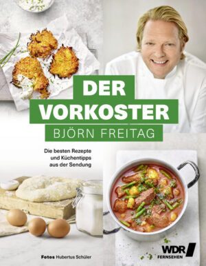 Die besten Rezepte und Küchentricks Seit acht Jahren ist Björn Freitag als „Der Vorkoster“ für den Westdeutschen Rundfunk unterwegs in Sachen Lebensmittel und besseres tägliches Essen. Endlich bringt das umfassende Buch zur Sendung das Wichtigste noch einmal auf den Punkt: die besten Tipps rund um Zutaten, praktische Kniffe, die das Kochen erleichtern und die leckersten Vorkoster-Rezepte! Der Spitzenkoch hat für das Buch seine eigenen Lieblingsgerichte aus den Sendungen von acht Jahren ausgewählt und teils neu überarbeitet. Von einfach bis raffiniert - für alle Lebenslagen ist etwas dabei. Fertigkost war Björn Freitag schon immer ein Dorn im Auge und daher zeigt er, wie man vieles ganz einfach und in bester Qualität selbst machen kann: Pizza, Frikassee, Lasagne und Co. muss niemand mehr fertig kaufen. Es geht im Buch also nicht um Sterneküche, sondern um die besten Alltagsgerichte. Präsentiert werden sie mit spannend aufbereitetem Wissen und Know-how über die täglichen Lebensmittel im Einkaufskorb. Er verrät die besten Life-Hacks und liefert spannende und praktische Fakten, die wirklich jedem Hobbykoch noch Neues und Wissenswertes vermitteln. Diplom-Oecotrophologin Anja Tanas begleitet den Sternekoch und gibt aktuelle Infos rund um Nährwerte und Gesundheitsaspekte.