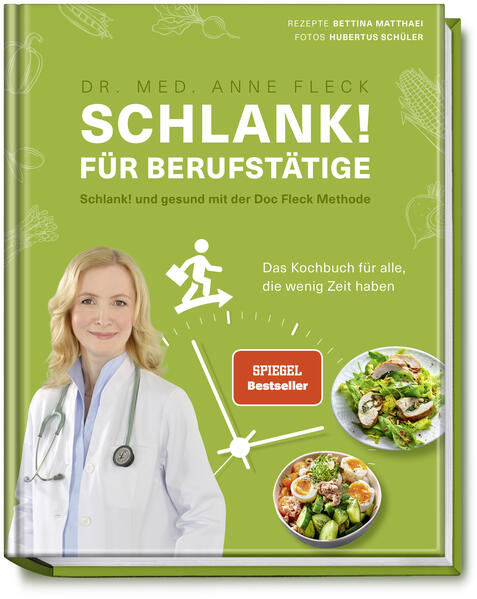 Die Wunderwaffe gegen Fettdepots Mit „Schlank! für Berufstätige“ können Sie jetzt ganz einfach und zeitsparend Fettpolster schmelzen lassen, gleichzeitig eine gesundheitlich wichtige Darmsanierung durchführen und auch alle wichtigen Nährstoffdepots im Körper auffüllen. Um diese Ziele zu erreichen, wurden spezielle Rezepte mit optimaler Nährstoffzusammensetzung und gut verfügbaren Zutaten entwickelt, die darüber hinaus eine besondere Eignung für den Alltag von Berufstätigen haben. Anschließend wurden die Rezepte von der Low-Carb-Spezialistin Bettina Matthaei, einer sehr erfahrenen Buch- und Rezeptautorin, auf Herz und Nieren geprüft und gewissenhaft nachgekocht. So ist ein Kochbuch entstanden, das in einzigartiger Weise praxiserprobt und alltagstauglich ist. Die Doc Fleck Methode, die nicht nur entzündliche Prozesse im Körper deutlich senkt, sondern auch langfristig die Kalorienaufnahme über ein neu aufgebautes Darmmilieu reduziert, ist im Buch in einer Übersicht noch einmal anschaulich zusammengefasst und um praktische Tipps für den beruflichen Alltag ergänzt.