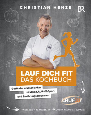 Jeder kann es schaffen: gesund Abnehmen mit LAUF10! Unter diesem Motto nehmen jährlich an die 40.000 Menschen am LAUF10!-Programm teil. Ins Leben gerufen haben die Aktion die Abendschau des BR Fernsehens und die Sportmedizin der TU München. Mit dabei ist auch Starkoch Christian Henze, der mit seinen gesunden und raffinierten Kochrezepten Ihnen die optimale Ernährung zum Sport anbietet. Mit diesem Koch- und Trainingsbuch zum Erfolgsprojekt kommen Sie als Laufanfänger oder -wieder¬einsteiger Schritt für Schritt ans Ziel: -Mit 10-Wochen-Fitness-Plan wieder fitter und gesünder werden -Effektive Trainingstipps von Sportexperten fürs langfristige Abnehmen durch Walken und Laufen -„Food is fuel“: gutes Essen ist der Brennstoff für effektiven Sport -70 leckere, unkomplizierte Rezepte für den ganzen Tag Statt Diät: Gesundheitsprävention mit Genuss Mehr als 70 leckere Rezepte mit optimaler Nährstoffverteilung lassen Sie in kurzer Zeit spürbar leistungsfähiger, gesünder und fitter werden. Für ein effektives Programm gibt es Energiebooster vor dem Training, Post-Workout-Mahlzeiten mit hochwertigem Eiweiß und Low-Carb-Rezepte für die Regenerationsphase. Die Pfunde purzeln dabei von allein. Wer tapfer trainiert, darf sich auch was Gutes tun. Deswegen finden Sie im Ratgeber von Christian Henze auch Genussrezepte für die Seele, mit denen Ihnen das Durchhalten leichtfällt. Doch dranbleiben gelingt mit diesem Konzept eh leicht, denn die Trainingspläne und -tipps der Gesundheits- und Sportexperten bringen Sie in nur zehn Wochen wieder in Form und auf Trab, überfordern Sie dabei aber nicht. Nach kurzer Zeit merken Sie, wie Ihre Ausdauer steigt, jeder Kilometer leichter fällt und Sie auch im Alltag deutlich belastbarer und energiegeladener sind. Ein Buch, das jeden mit Freude und Genuss wieder zur Bewegung bringt, auch wenn die letzte Sporteinheit Jahre zurückliegt.