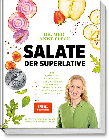 Rekordverdächtig - in jeder Hinsicht Erinnern Sie sich noch an die Zeit, als ein Salat nur eine Beilage zum Essen war? Heute ist Salat allgegenwärtiger Lifestyle, ein unverzichtbarer Bestandteil moderner, gesunder Ernährung und so vielfältig, dass es eine echte Herausforderung ist, den Variantenreichtum in einem einzigen Buch zu präsentieren. Dabei kommt Salat fast von selbst den Zielen einer entspannten, sehr gesunden Ernährung entgegen: viel Abwechslung, frische, gesunde Zutaten sowie recht wenig Aufwand. Aber wie genau? Anne Fleck, Deutschlands bekannteste Präventiv- und Ernährungsmedizinerin, hat zusammen mit der vielfach prämierten Kochbuchautorin Bettina Matthaei diese gesunde, lässige und machbare Küche noch alltagstauglicher und attraktiver gemacht: Da gibt es die coolsten, simpelsten, gesündesten, feinsten, schnellsten, berühmtesten oder deftigsten Salate - jeweils ergänzt durch ein kleines, köstliches oder ganz besonders gesundes Upgrade. Von den berühmtesten Salaten haben die beiden aus Tausenden von Rezepten, die weltweit die Speisekarten bereichern, diejenigen ausgewählt, bei denen es sich wirklich lohnt, sie nachzumachen. Herausgekommen ist ein faszinierendes Buch der Salat-Superlative für Fans der schnellen, gesunden und unkomplizierten Küche. Begleitet werden die besten Salate natürlich von den besten Dressings, leckeren Toppings und angesagten Begleitsnacks.