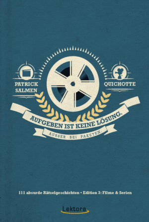 Der literarische Rätselspaß geht weiter! Nach „Du kannst alles schaffen, wovon du träumst. Es sei denn es ist zu schwierig.“ und „Die Letzten werden die Ersten sein. Es sei denn, sie sind zu langsam.“, dreht sich der dritte Band der Reihe um das Thema Film und Fernsehen. Das Prinzip dieses Spiels hat sich nicht verändert: Die literarischen Rätselgeschichten enthalten Leerstellen, die es passend mit einem Begriff rund um das Leben vor und hinter der Kamera zu füllen gilt. Die Antworten der Rätsel finden sich in Spiegelschrift und auf den Kopf gedreht auf der jeweils folgenden Seite. Der Schwierigkeitsgrad der Rätsel steigert sich von 1 auf 5.