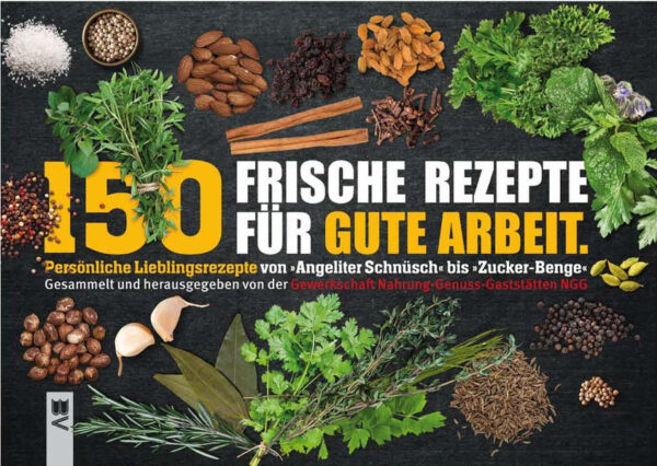 Die »Genuss-Gewerkschaft « feiert Geburtstag. Am zweiten Weihnachtstag 1865 wurde der Allgemeine Deutsche Cigarrenarbeiterverein, die Vorläuferorganisation der Gewerkschaft Nahrung-Genuss-Gaststätten (NGG), in Leipzig gegründet. Da zum 150. Jubiläum ein Jubiläums-Essen gehört, hat die NGG aufgerufen, ihr Rezepte für typische Gerichte aus der regionalen Küche oder traditionelle Familien-Rezepte zu schicken. Auch Spitzen-politiker und Arbeitgeber haben sich beteiligt und ihre Lieblingsgerichte »serviert«. Aus allen Regionen der Bundesrepublik landeten mehr als 1 000 Rezepte, ganze Kochbücher und handgeschriebene Rezept-Sammlungen in der Rezepte-Box. Die eingesandten Rezepte zeigen nicht nur die Vielfalt der Lebensmittel, sondern auch die Kreativität, auch aus einfachen Zutaten Leckeres für Familie und Freunde auf den Tisch zu zaubern. Aus dieser Schatzkiste wurden 150 Rezepte für dieses Buch ausgewählt. Es war nicht leicht, alle Landstriche, aber auch die Vielfalt von der Vorspeise bis zum Dessert und selbst den »Verdauungsschluck« zu berücksichtigen. Teilweise sind es sehr einfache Rezepte, die aus einer Zeit stammen, in der Schmalhans noch Küchenmeister war. Aber sie zeigen, wie wichtig nicht nur das gemeinsame Essen für den Zusammenhalt einer Familie ist, sondern auch das Bewahren von Traditionen. „In der Gewerkschaft NGG sind Menschen organisiert, die tagtäglich dafür sorgen, dass die Bevölkerung weit über Deutschland hinaus mit sicheren und hochwertigen Lebensmitteln versorgt wird. Es ist eine Binsenweisheit: Gegessen und getrunken wird immer. Gewandelt haben sich allerdings die Essgewohnheiten und auch die Verfügbarkeit der Nahrungsmittel. Nicht immer konnten die Menschen aus 170 000 Produkten, die die Ernährungswirtschaft heute herstellt und anbietet, auswählen. Getestet, nachgekocht oder -gebacken haben wir die Rezepturen nicht. Die Rezepte, Mengenangaben, Gar- oder Backzeiten haben wir von den Einsenderinnen und Einsendern übernommen. Sie beruhen auf persönlichen Vorlieben und Zubereitungstechniken. Ich bedanke mich bei allen, die sich beteiligt haben, ganz herzlich, wünsche viel Spaß und gutes Gelingen beim Kochen, Backen oder Brutzeln und sage »Guten Appetit«!“ Ihre Michaela Rosenberger