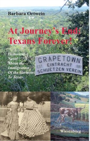 The Texas Hill Country and throughout Texas 1865 - 1898 . . . After the Civil War, the Engelbachs of Fredericksburg, Texas, must begin their lives again. Although they quickly deal with the material damage, several years are needed for the Engelbachs and their neighbors of German origin to overcome the loss of trust in their new homeland of Texas, where they have been branded as traitors and face persecution. However, new challenges soon await them. In the period of the “Wild West,” constant lawlessness threatens the lives and existence of the German settlers. Their dreams for a better life and prosperity seem to fade away. In addition, as life in Germany improves after 1871, many immigrants of German origin long to return to their former homeland. After they finally overcome the difficult times of Reconstruction, living conditions also improve in Texas. Many events such as cattle drives, the end of the Indian troubles, and the development of the oil industry lead to economic and social success. Many former German settlers find prosperity, becoming wealthy Texans. In a very specific - Texan - way, the Engelbachs and other former German immigrants combine the traditional skills they brought with them from Germany with the capitalistic influences of a new age in the United States at the turn of the century. Their children, born into this new world, have less difficulty in adapting to this way of life … Barbara Ortwein continues the thrilling story of her fictional Engelbach family and many historic figures of German origin in the third and final volume of her Texas saga, At Journey’s End: Texans Forever! This sequel to In The Heart Of Texas, But Not Yet At Home begins during the turmoil after the Civil War, as the traumatized citizens of the Texas Hill Country face many difficulties. As time passes, the German Texans overcome numerous threats and challenges, as many of their children find new homes in other parts of Texas and the United States. Using her extensive research in Germany, Texas, and the former Indian Territory that is now Oklahoma, Barbara Ortwein demonstrates through her novel how the German settlers finally became Texans, yet retained their distinctive character. ------------ Her second and third historical novels In The Heart Of Texas But Not Yet At Home and At Journey’s End: Texans Forever! are continuations of her first book with the same fictional main characters (Johann Engelbach and his family) who are interacting with many real immigrants of German descent mainly in the Texas Hill Country and anywhere in the United States. By her thrilling plot in her third book Barbara Ortwein documents the difficulties and problems of the German- Texans after the Civil War in a lawless land where Indians as well as criminals threaten their lifes as never before. Once more again her Texan friend and colleague Pamela Phillips translated her third German book Am Ende des Weges: Texaner für immer! from German into English. Pamela Phillip had worked many years as a German and English teacher in Boswell High School in Saginaw, Fort Forth, Winterberg’s exchange school in Texas. Already praised by critics for her previous translation of Deep In The Heart Of Texas But Not Yet At Home, also in this translation she tried to stick to the special literary quality of the German version. ----------------- Barbara Ortwein was born and raised in Germany, near Muenster in Westphalia. For more than 30 years she has lived and worked in Winterberg, near the border of Hesse and North Rhine Westphalia. As a German and music teacher in the high school there, she became the leader of a German Texan School Exchange Program and, while visiting Texas for the first time with students in 2000, she realized the historical connection between their German region and the Texas Hill Country with its inhabitants of German descent. In the following years she began research in Germany and Texas for her first book Between Worlds, Never To Return, which was published in German in 2011 and had been translated in English in 2013.