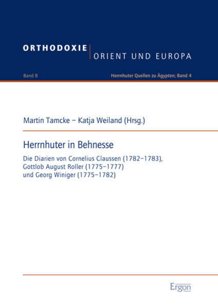 Mit dem vorliegenden Editionsband werden die Bemühungen um die Erschließung der Geschichte der Herrnhuter Brüder in Ägypten fortgeführt. Wie schon der vorausgehende Band zu Dancke (Martin Tamcke, Katja Weiland, Arthur Manukyan , Die Tagebücher Johann Heinrich Danckes aus Behnesse 1770-1772 (= Orthodoxie, Orient und Europa, Bd. 7 / Herrnhuter Quellen zu Ägypten Band 3), Würzburg 2013), so führt auch dieser Band nach Behnesse und erschließt die Aktivitäten der Brüder dort nach der Gründungsphase unter Dancke bis zum Ende der Arbeit am Ort. Die arabischen Briefe mit Bezug auf Behnesse, soweit sie im Herrnhuter Unitätsarchiv erhalten sind, wurden bereits im zweiten Band der Edition veröffentlicht (Martin Tamcke, Arthur Manukyan, Christian Mauder, Die arabischen Briefe aus der Zeit der Herrnhuter Präsenz in Ägypten 1770-1783 (= Orthodoxie, Orient und Europa, Bd. 6 / Herrnhuter Quellen zu Ägypten Band 2), Würzburg 2012), im ersten Band finden sich die nötigen Informationen zum Hintergrund in der zentralen Niederlassung in Kairo (Martin Tamcke, Arthur Manukyan, Herrnhuter in Kairo 1769-1783 (= Orthodoxie, Orient und Europa, Bd. 5 / Herrnhuter Quellen zu Ägypten Band 1), Würzburg 2012). Die Hoffnung, die die Arbeit des Göttinger Institutes und dessen Arbeiten auf diesem und verwandten Gebieten dabei beflügelt, ist, hier nicht nur interessante Episoden der Missionsgeschichte ins Bewusstsein zu heben, sondern damit auch Mosaiksteine zu liefern, die auf lange Sicht eine differenziertere und ausbalanciertere Sicht europäisch-orientalischer Interaktion christlicher Akteure beider Pole (so dieser Begriff hier denn zulässig ist) möglicher zu machen.