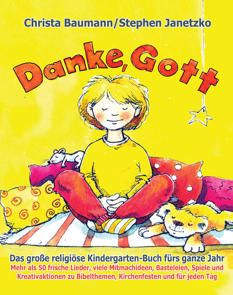 Kirchliche Kitas haben den Auftrag zur religiösen Erziehung. Auch viele Eltern möchten ihre Kinder religiös erziehen. In diesem Buch finden Sie die unterschiedlichsten Ideen, um Kindern nahe zu bringen, was den Glauben ausmacht. 51 wunderschöne Lieder bilden die Grundlage. Dazu können Sie verschiedene Ideen entdecken, um das Thema des Liedes zu vertiefen-durch kreative Angebote, Spiele, Rezepte, Geschichten, Geschenkideen, Feste, Rollenspiele, Versuche und Gemeinschaftsarbeiten. Viel Spaß beim Singen, Entdecken und Ausprobieren unserer großen Ideenkiste! Alle im Buch enthaltenen Lieder: 1. Danke, Gott 2. Wir feiern jetzt ein Fest 3. Guten Morgen, liebe Leute 4. Gemeinsam sind wir stark 5. Gott ist die Liebe 6. Mit Gott erlebst du was 7. Ein bunter Regenbogen 8. Viele kleine Leute 9. In Gottes schöne Welt 10. Gott ist überall 11. Johanni 12. Segne unser Essen 13. Tu da, wo du bist 14. Wir wollen danken 15. Gott, ich will dir danken 16. Michaeli, Michaeli 17. Sankt Martin ist da 18. Auf allen Wegen 19. Lieber Gott wie 1000 Sterne 20. Heute ist so viel geschehn 21. Vater unser 22. Wir wandern nach Jerusalem 23. Rings herum ist dunkle Nacht 24. Jesus und der Gelähmte 25. Komm mit, wir wollen Freunde sein 26. Hochzeit ist in Kana 27. Wir geben unser Kind in deine Hände 28. Die Arbeiter im Weinberg 29. Nur 5 Brote und 2 Fische 30. Der barmherzige Samariter 31. Der verlorene Sohn 32. Zachäus wollte Jesus sehn 33. Auf dem See Genezareth 34. Das Lied von Mose 35. Wie die Blume 36. Ich bin da allezeit 37. Eine Welt voller Liebe 38. In Gott sind alle eins 39. Danke, lieber Gott, für die Ernte 40. Alles, was ich bin 41. Zum Gottesdienst willkommen 42. Du trägst einen guten Namen 43. Dank sei dir 44. Gelobt sei der Herr 45. Unterm Sternenmantel 46. Was zu Ostern geschah 47. Danke, lieber Gott 48. Der Herr ist mit uns allen 49. Gerechtigkeit vor Gottes Angesicht 50. Josef und seine Brüder 51. Kindergarten-Heimgeh-Rap.