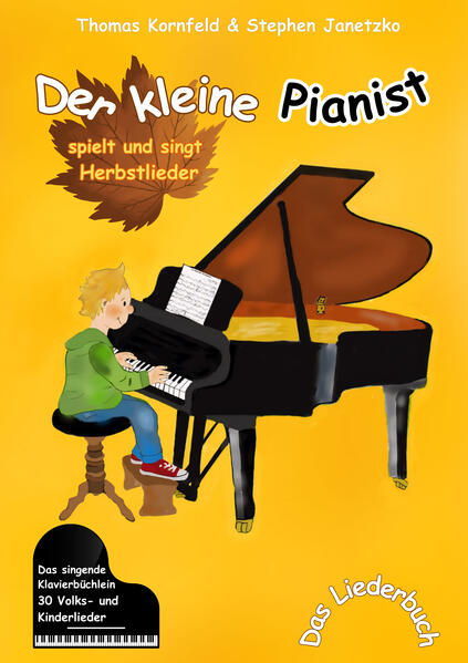 Der kleine Pianist spielt und singt Herbstlieder. Das singende Klavierbüchlein. 30 Volksund Kinderlieder. Das Liederbuch mit Klavierund Gesangsnoten, allen Texten und Gitarrengriffen zum Musizieren und Mitsingen. Volkslieder und Kinderlieder von Stephen Janetzko und Thomas Kornfeld. "Gibt es eventuell auch von all den vielen schönen Liedern des Verlages kurze und leichte Klavierstücke für Anfänger?" Wir freuen uns, diese Frage nun mit "Ja!" zu beantworten und können hier zu vielen Liedern leichte bis mittelschwere Klaviersätze anbieten. Wir wollen sogar noch einen Schritt weitergehen. Warum nur Klavier spielen und nicht auch noch dazu singen? Beides gemeinsam stellt hohe Ansprüche an die Musikalität der Kinder und ist eine anspruchsvolle künstlerische Aufgabe. Wir haben deshalb zum Thema 30 Lieder zur Herbstzeit den üblichen Vokalnoten mit Text und Gitarrenharmonien den Klaviersatz mit einer Gesangstimme gegenübergestellt Der Klaviersatz gibt die Melodie des Liedes detailgetreu wieder. So kann jeder selbst entscheiden welche Fassung des Liedes musiziert werden soll, egal ob als eigenständiger Klaviervortrag oder als Klavierbegleitung zum Klassengesang in der Schule, für die Chorarbeit oder den Sologesang. Darüber hinaus stellen wir alle Klaviersätze von Thomas Kornfeld instrumental zur Demonstration, zum Mitspielen, Üben und Anhören als Audios zum Download bereit (separat über alle gängigen Downloadund Streaming-Plattformen, wo auch die meisten Lieder in gesungener Form vorliegen). Viel Freude und Erfolg beim Klavierspielen und Singen wünschen die Autoren. PS. Weitere Ausgaben in selber Aufmachung sind in dieser Reihe zu weiteren Themen erhältlich und in Vorbereitung. Alle enthaltenen Lieder: 1. Bunt sind schon die Wälder 2. Bunte Blätter (Herbstlied) 3. Kürbis, Kürbis (Kürbislied) 4. Hejo, spann den Wagen an (Hejo und der Herbst beginnt) 5. Ihr Blätter, wollt ihr tanzen 6. Tanz den Blättertanz (Der Blättertanz) 7. Viele bunte Blätter (Blättertanz) 8. Apfel-Rap (Der Apfel-Song) 9. In meinem kleinen Apfel 10. Herbsttage 11. Abschied der Zugvögel 12. Erntelied – Obst und Gemüse 13. Bauer Hans 14. Der Herbststurm braust durch Wald und Feld 15. Drachenlied 16. Herbstwind weht bestimmt 17. Der Herbst ist ein Geselle 18. Brenn, Laterne 19. Laterne (Laterne, Laterne, komm leuchte für mich) 20. Wenn wir zum Erntedankfest gehn (Lied zum Erntedankfest) 21. Heut soll das große Flachsernten sein 22. Nebel legt sich auf das Land 23. Nebel deckt die Wiesen zu 24. Das Laub fällt von den Bäumen 25. Martin, Martin, Martinsmann 26. Kastanien tragen Stachelkleider 27. Novemberlied 28. Süßes oder Saures (Halloween-Lied) 29. Gespensterstunde 30. Atumn comes – Herbst ist da Zu diesem Klavierbüchlein ist separat ein Download/Streaming-Album mit allen Klaviersätzen zum Anhören erschienen.