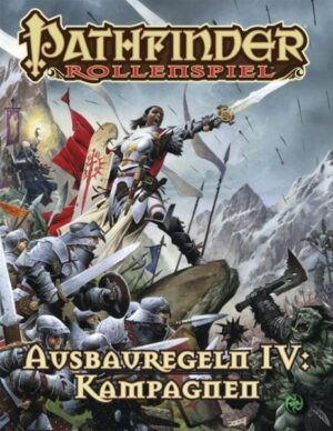 Übernimm das Kommando! Jenseits des Gewölbes wartet ein anderes Abenteuer! Die Pathfinder Ausbauregeln IV: Kampagnen führen euch in jene Teile des Spiels, die zwischen Monsterangriffen und Questen nach uralten Artefakten geschehen. Möchten eure Spielercharaktere als die mächtigsten und ruhmreichsten Helden der Gegend ein eigenes Königreich aus dem Boden stampfen oder vielleicht eine Armee gegen ein Nachbarland führen? Vielleicht wollen sie ein Geschäft eröffnen, magische Gegenstände herstellen oder sich auf eine Queste begeben, welche ihr Leben verändern wird? Egal ob ihr nach Möglichkeiten sucht, junge Charaktere zu generieren oder nach Wegen, um Abenteurer herauszufordern, welche vom Kampf gegen einzelne Monster gelangweilt sind dieses Buch bietet alles, was ihr braucht! Die Ausbauregeln IV: Kampagnen sind ein unverzichtbarer Begleitband zum Grundregelwerk. Dieses fantasievolle Rollenspiel basiert auf einer mehr als zehnjährigen Entwicklungszeit und einer öffentlichen Testphase, bei der über 50.000 Spieler an der Erschaffung eines moderne Rollenspiels mitgewirkt haben, um den Bestseller unter den Fantasy- Rollenspielen ins neue Jahrtausend zu holen. Die Pathfinder Ausbauregeln IV: Kampagne enthalten: • Einen umfangreichen Leitfaden zu Erschaffung von Charakterhintergrundgeschichten mit einem neuen Zufallserschaffungssystem und Wesenszügen und Nachteilen, um den Hintergrund mit den Spielwerten zu verbinden. • Questtalente, welche machtvoller werden, wenn man bestimmte Ziele erreicht, so dass Questen und Kreuzzüge nicht mehr nur schmückendes Beiwerk sind! • Ein vollständiges System für die Zeit zwischen den Abenteuern, um auch diesen Teil im Leben von Charakteren nutzen zu können. Manche führen Geschäfte, andere erlangen Macht und Einfluss in der Gesellschaft und wieder andere gründen Magierschulen. • Neue Regeln für das Umlernen und Neutrainieren, den Wechsel von Klassen, Systeme für Ehre und Ruhm, junge Charaktere, Investitionen, das Erschaffung magischer Gegenstände und andere Schlüsselthemen für Abenteurer. • Regeln für die Gründung und den Aufbau von Königreichen, darunter architektonische und technologische Fortschritte, das Regieren eines Volkes und anderes. • Massenkampfregeln für die Führung von Armeen und das Ausspielen epischer Schlachten auf spannende und effiziente Weise, ohne dabei die SC aus dem Blickfeld zu verlieren. • UND VIELES, VIELES MEHR! Mit dem Kauf von Ausbauregeln IV: Kampagnen (Buch und PDF) erhalten Sie das gedruckte Buch gemeinsam mit einem Gutscheincode für die PDF- Ausgabe. Mit diesem können Sie das PDF über den Ulisses- Ebook- Shop herunterladen. ACHTUNG: Für die Anmeldung im Ebook- Shop ist eine Kreditkarte oder ein PayPal- Account erforderlich.