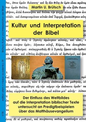 Das Interesse am Einfluss der Kultur auf das Denken und Handeln des Menschen ist in den letzten Jahren in Europa aufgrund der multikulturellen Situation in den europäischen Gesellschaften gestiegen. Kultur ist auch in der theologischen Diskussion vor allem in Afrika, Lateinamerika und Asien ein wichtiges Thema. Die Aussage, dass Kultur die Interpretation beeinflusst, kann zwar oft gehört werden, aber es existiert wenig Literatur darüber, die diesen Einfluss an konkreten Beispielen aufzeigt. Dieses Buch liefert den Nachweis, dass Kultur die Interpretation beeinflusst und macht in Thesenform auch Aussagen darüber, wie dieser Einfluss beobachtet werden kann. An konkreten Beispielen wird der Einfluss der Kultur bzw. des Weltbildes auf die Interpretation untersucht. Ausgangspunkt sind Predigten zu den jeweils gleichen biblischen Texten, die durch Personen aus unterschiedlichen Kulturen und Epochen gehalten wurden. Die untersuchten Interpretationen stammen von Chrysostomus, einem Kirchenvater aus dem 4. Jahrhundert, Martin Luther, dem wohl bekanntesten Reformator aus dem 16. Jahrhundert und Walter Lüthi, einem Schweizer Pfarrer aus dem 20. Jahrhundert. Die vier biblischen Texte, die als Grundlage der Predigten dienen, stammen alle aus dem Matthäusevangelium. Die drei in ihrer Zeit bekannten Prediger zeichnet ein hoher Respekt vor dem biblischen Text aus. Trotzdem kommen sie zu unterschiedlichen, ja an einzelnen Stellen sogar widersprüchlichen Resultaten in ihrer Interpretation. Wie diese Resultate am Besten zu verstehen sind, wird durch die Analyse der Predigten aufgrund des Weltbildes der Interpreten aufgezeigt.