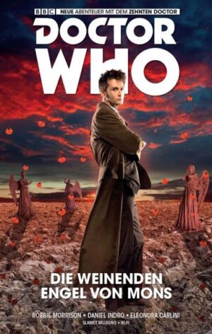 NEUE ABENTEUER MIT DEM ZEHNTEN DOCTOR! Doctor Who: Er ist viele Hundert Jahre alt, wechselt ab und zu den Körper und ist der Titelheld von Großbritanniens beliebtester Science- Fiction- Serie. Sein Raumschiff, die TARDIS, sieht aus wie eine blaue Telefonzelle, ist innen jedoch wesentlich größer als außen. Mit ihr reist der Doctor durch Raum und Zeit, auf der Suche nach Abenteuern und den Wundern des Universums. Und da es keinen Spaß macht, die allein zu entdecken, lädt der Timelord vom Planeten Gallifrey immer wieder Menschen ein, ihn auf seinen Reisen zu begleiten. Gabby und den Doctor verschlägt es durch einen unglücklichen Zufall mitten in die Wirren des Ersten Weltkriegs. Dort treffen sie auf den Soldaten Jamie Colquhoun, der den beiden berichtet, dass es auf dem Schlachtfeld Schlimmeres gibt als Bomben und Granaten. Von huschenden Schatten und Flügeln des Todes erzählt er … Es sind die Weinenden Engel, die dort ihr tödliches Unwesen treiben.