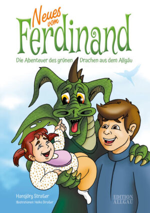 Der kleine, grüne Drache Ferdinand aus dem Allgäu, der im ersten Band als Fremder die Herzen der Menschen eroberte und dabei Allgäuer Bräuche, vor allem aber Peter und den Wellensittich Miki kennenlernte, ist im spannenden Fortsetzungsband zum akrobatischen Jungdrachen herangewachsen, mit lustig abstehenden Ohren, fast so groß wie Palmblätter. Er, Peter und dessen kleine Schwester Petra erleben aufregende Schulferien, tauschen Lebensweisheiten aus, helfen der Familie beim Holzmachen der besonderen Art und bestehen auf dem Großen Alpsee ihren Kampf gegen feindliche Piraten. Ferdinand wird zum Star auf dem Sprungbrett, spielt Rollen in Allgäuer Sagen und befreit im “Zirkustraum” nicht artgerecht gehaltene Zirkustiere, um schließlich selbst im Zirkus als Luftakrobat aufzutreten. Die Ferien enden mit einem Familientreffen bei der sagenumwobenen Palastfrau auf dem Hauchenberg, bei dem Ferdinand und Peter eine große Überraschung erleben.