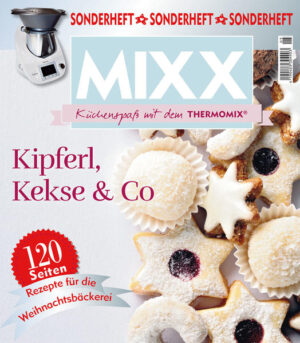 Kleine Kekse, große Torten, internationale Klassiker und typisch deutsche Weihnachtsnaschereien: Das MIXX-Sonderheft rund um die Weihnachtsbäckerei präsentiert auf 120 Seiten süße Vielfalt, bei der der Thermomix® für die perfekte Teigvorlage sorgt!