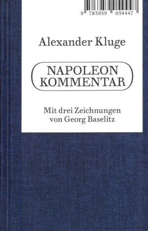 „Zu meiner Verblüffung gibt es in der 400-jährigen Überlieferung der bürgerlich-industriellen Revolution wenige charismatische Idole. Es gibt Washington, Jefferson, die Marktfrauen 1789 in Paris, Freiheitskämpferinnen, die den König aus Versailles nach Paris abholen, das junge Gesicht des Revolutionärs Saint-Just, der soeben von einer gewonnenen Schlacht in Nordfrankreich, die er kommandierte, zurückkehrt. Das leuchtendste Beispiel aber - neben den Porträts von Immanuel Kant, dem Mathematiker Euler, von Hölderlin, Novalis, Kleist, Edgar Allan Poe, Hemingway - bleibt DAS Bild Bonapartes von Silvester 1799. Nur über dieses Gesicht, und nur über diesen kurzen Augenblick der Hoffnung - das ist es, von dem ich hier schreibe.” Alexander Kluges Napoleon-Kommentar ist eine Beobachtung zusammengesetzt aus Geschichten, Filmbildern, Tagebuchnotizen und drei Zeichnungen von Georg Baselitz. Erzählen als eine Form, sich in die Geschichte hineinzuweben. Alexander Kluge, geboren 1932 in Halberstadt, ist Filmemacher, Autor, Fensehproduzent, Philosoph und Rechtsanwalt. Bei Spector Books erschienen in den vergangenen Jahren sechs Bücher von ihm, u.a. zusammen mit Ben Lerner Schnee über Venedig (2019) und zusammen mit Georg Baselitz Parsifal Kontainer (2020). - ”To my astonishment, there are but few charismatic idols in the 400-year tradition of the bourgeois industrial revolution: Washington, Jefferson, the women in the Paris marketplace in 1789—those female freedom fighters marching on Versailles and bringing the King to Paris—the young face of the revolutionary Saint-Just, newly returned as commander from a victorious battle in northern France. But the most brilliant example—besides the portraits of Immanuel Kant, of Euler the mathematician, of Hölderlin, Novalis, Kleist, Edgar Allan Poe, and Hemingway—is still THE picture of Bonaparte from New Year’s Eve, 1799. What I write of here is confined to this face, this brief flicker of hope.“ Alexander Kluge’s Commentary on Napoleon is a study made up of stories, cinematic images, diary entries, and three drawings by Georg Baselitz. Narration as a way of weaving oneself into history. Alexander Kluge, born 1932 in Halberstadt, is a film-maker, writer, TV producer, philosopher, and lawyer. Spector Books has published six of his books in recent years, including The Snows of Venice (with Ben Lerner, 2019) and Parsifal Container (with Georg Baselitz, 2020).