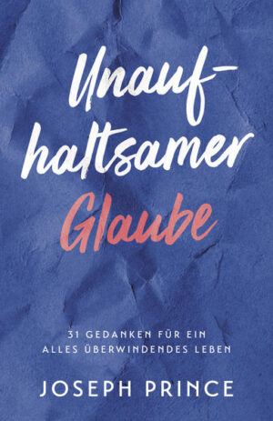 Unaufhaltsamer Glaube entsteht, wenn du seine unaufhörliche Gnade siehst. Nimm während der nächsten 31 Tage deinen Platz in dem Leben des unaufhaltsamen Glaubens ein, zu dem du berufen bist. Dieser Glaube kommt, wenn du weißt, wie sehr du von unserem Herrn Jesus geliebt wirst und wie grenzenlos du aus ihm schöpfen kannst. Ist deine Lage schwierig und du wartest auf Veränderung? Oder willst du einfach wissen, wie es ist, im Glauben zu leben? Dann ist dieses Buch genau richtig für dich! Täglich erfährst du eine einfache, aber mächtige Wahrheit über den Glauben, die du sofort in deinem Leben anwenden kannst. Kraftvolle Bibelstellen und kurze Andachten inspirieren und ermutigen dich. Vor allem aber wirst du im Glauben wachsen, wenn du immer mehr die Gnade unseres Herrn Jesus zu sehen bekommst. Bist du bereit? Dann lerne, im Glauben zu leben, und ergreife die Zusagen des Wortes, und du wirst jeden Rückschlag und alle Herausforderungen des Lebens überwinden!