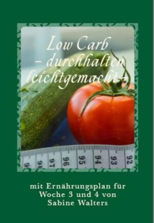 Gratulation! Sie haben die ersten beiden Wochen Ihrer Ernährungsumstellung nach unserem Ernährungsratgeber für die Woche 1 und 2 geschafft und wahrscheinlich - wenn Sie konsequent waren und nicht geschummelt haben - einige Kilos abgenommen. Mit diesem Ratgeber erhalten Sie Ernährungspläne mit vielen leckeren Rezepten für die Wochen 3 und 4 sowie viele weitere Tipps und Tricks zum Durchhalten! Machen Sie weiter mit Ihrer gesunden Ernährungsweise, bleiben Sie am Ball! Wenn Sie noch mehr Rezepte zu Low Carb suchen, finden Sie von der Autorin weitere Rezeptbücher mit köstlichen Low Carb Gerichten. Damit können Sie sich auch nach dem 4-Wochen-Ernährungsplan weiterhin mit guten und kohlenhydratarmen Speisen sattschlemmen. Sie möchten weitere Informationen zu Low Carb und zur ketogenen Ernährung? Weitere Informationen, Tipps, Rezepte, Videos und Bücher der Autorin finden Sie im Internet unter https://binwa.de.