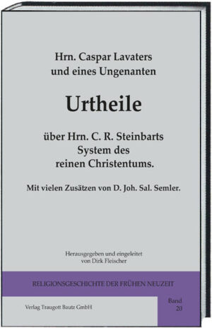 Das Interesse an Aufklärung und Modernisierung hat den Hallenser Theologen Johann Salomo Semler (1725-1791) in zahlreiche Konflikte mit anderen Gelehrten geführt. Zu den Theologen, mit denen er sich über einen längeren Zeitraum auseinandergesetzt hat, gehörte auch der reformierte Schweizer Pfarrer, Philosoph und Schriftsteller Johann Caspar Lavater (1741-1801). Die heftige Kontroverse mit Lavater dokumentieren drei Schriften von Semler: Samlungen von Briefen und Aufsätzen über die Gaßnerischen und Schröpferischen Geisterbeschwörungen