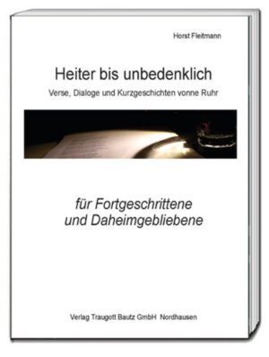 Wer Eugen Roth, Wilhelm Busch, Robert Gernhardt und Joachim Ringelnatz mag, der liest auch die Gedichte, Kurzgeschichten und Dialoge von Horst Fleitmann. In unverkennbarem Stil beleuchtet der Autor heiter bis komisch, frech und tiefsinnig so manche Lebenssituation. Die Leser und Leserinnen und Leser sind erstaunt, sich oft selbst wiederzuerkennen. Die Kurzgeschichten sind wahre Erlebnisse. Die Dialoge der Oberkötters, eines etwas durchgeknallten Ruhrgebietspaares jenseits der 60, sind in harter aber liebenswerter Ruhrgebietssprache verfaßt. Ein Lesevergnügen in jedem Alter.