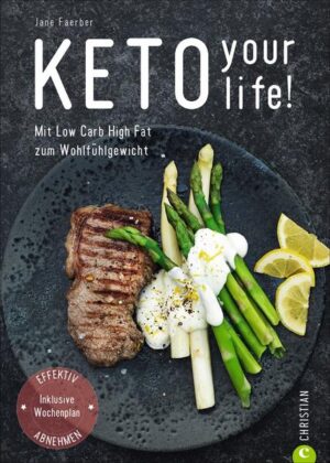 Gewicht verlieren und Gewicht halten ohne Heißhunger. KETO macht es möglich. Denn bei der ketogenen Ernährung gewinnt der Körper Energie aus dem Fett in unserer Nahrung und den vorhandenen Fettdepots, die so Schritt für Schritt schmelzen werden. Ernährungsexpertin Jane Faerber erklärt, wie der Einstieg zu KETO gelingt, die Vielfalt auf dem Speiseplan erhalten bleibt und man ganz leicht den Überblick über geeignete Lebensmittel behält.