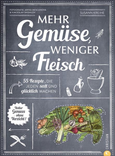 Weniger-Fleisch-mehr-Gemüse-Kochbuch mit 55 beliebten Rezepten für die ganze Familie. Hier wird in typischen Gerichten der Fleischanteil reduziert ist und der Gemüse-Anteil erhöht. So werden Rouladen mit reichlich Rotkohl gefüllt und zur Hackfleisch-Bolognese gesellen sich Linsen. Weniger Fleisch essen und einfach gesund kochen: Diese Familienküche macht satt, schmeckt allen und bedeutet kein Verzicht. Werden Sie so zum Teil-Vegetarier.