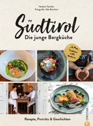 Südtriol-Kochbuch mit Rezepten und Porträts. Der Wahl-Südtiroler Herbert Taschler stellt darin Köche und Produzenten mit innovativen Ideen vor, die dabei den Blick auf die traditionelle Küche Südtirols nicht verlieren. Dazu gibt es 60 Rezepte. In diesem Südtirol-Genussführer trifft Tradition auf Moderne und exzellente Rezepte auf interessante Geschichten. Das ist die neue Bergküche Südtirols.