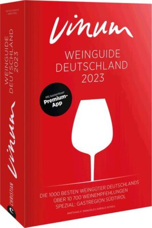 Die gesammelte deutsche Weinelite auf über 1.000 Seiten – Weinguide und App im Bundle! Einer der wichtigsten Begleiter für alle Weininteressierten, die sich über die aktuellen Entwicklungen in der deutschen Weinszene auf dem Laufenden halten möchten. Für die 6. Ausgabe des VINUM Weinguides hat das 30-köpfige Expertenteam um die Chefredakteure Matthias F. Mangold und Harald Scholl im Laufe des Jahres fast 11.000 Weine der 1.000 besten Betriebe aus allen deutschen Anbaugebieten und der Gastregion Südtirol verkostet und bewertet. Der VINUM Weinguide zeichnet sich aus durch seine redaktionelle Unabhängigkeit und die umfassende Auswahl an Traditionsweingütern und Newcomern und ist deshalb ein unverzichtbarer Ratgeber zu deutschen Weinen für jeden ambitionierten Weinsammler und gelegentlichen Weintrinker! Wein verstehen, Wein entdecken, Wein genießen – Mit diesem Weinführer alles möglich! Perfekte Kombination: Weinatlas plus Full-Content kostenlose App Weinempfehlungen von den erfahrensten Weinprofis – alle Weine werden mehrfach verkostet Die besten Weine Deutschlands: Alle Adressen, Bewertungen, Preise plus Tipps in übersichtlicher Form – zur perfekten Vorbereitung Ihrer nächsten Weinreise Wein-Buch für Einsteiger und Weinkenner geeignet