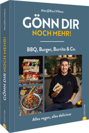 Lecker vegan kochen mit den köstlichen Kreationen von Alex! Das neue Buch von Alex "Kori" Villena ist da und liefert mit den leckeren Rezepten für BBQ, Burger, Burrito & Co. wieder einmal richtig ab. Dieses Buch ist der perfekte Begleiter für alle, die nach neuen Geschmackserlebnissen suchen und dabei eine bewusste und nachhaltige Ernährung bevorzugen. Vegane Ernährung ist langweilig? Weit gefehlt: Das Buch enthält eine Vielzahl von Rezepten für BBQ, Burger, Burrito & Co., die nicht nur vegan, sondern auch unglaublich lecker sind. Alex Villena zeigt, dass vegane Ernährung keineswegs langweilig sein muss.Inrtypische Foodporn-Manier lässt er die Gerichte nicht nur optisch ansprechend aussehen, sondern auch, dass sie geschmacklich absolut begeistern können. Alle Rezepte sind einfach zuzubereiten und überzeugen auch Nicht-Veganer. Wie wäre es zum Beispiel mit einem "Crunchy Oats Frühstück", einer "Erdbeer-Joghurt-Bowl" oder einem "Schoko-Frappuccino" als Snack zwischendurch? Wer es lieber herzhaft mag, sollte unbedingt das "ultimative Döner-Fladenbrot", die "besten Süßkartoffelpommes ever" oder die "Loaded Chili Cheese Fries" probieren. Für alle, die auf vegane Alternativen setzen, sind der "Veganer Big Mac", der "Vegane Döner", der "Like-Chicken-Burger" oder der "Like-Chicken-Avocado-Wrap" perfekt. Echte Käseliebhaber sollten die genialen veganen Käsesaucen ausprobieren und für alle, die gerne etwas scharf mögen, ist der Döner-Dip oder die Spicy Mayo genau das Richtige. Wer mexikanische oder asiatische Gerichte liebt, sollte unbedingt die "Mexican Burrito Bowl" oder das "Grünes Thai-Curry" probieren. Zum Nachtisch gibt es dann noch "Süße Kirsch-Gnocchi" oder "Cheesecake-Bananabread" und als Frühstück am Wochenende die "Fluffy Cookie-Kirsch-Pancakes". Für diejenigen, die es gerne klassisch mögen, empfehlen wir ein "Knoblauchbaguette" oder ein "Grilled Cheese Sandwich". Absoluter Favorit bei den süßen Leckereien sind die "Chocolate-Chip-Cookies mit flüssigem Kern" und die "Ice Cream Banana Cold Brew" und wer es gerne exotisch mag, der sollte die "Kokos-Bowl" oder den "Tex-Mex-One-Pot-Reis" ausprobieren. Und auch wenn nicht alles für die schlanke Linie geeignet ist, so gilt doch: Das Leben ist kurz! Gönn dir eines der köstlichen Gerichte und lass dich von der Begeisterung anstecken. Mit diesem Buch kannst du deine Gäste beeindrucken und gleichzeitig deinen Beitrag zu einer nachhaltigen Lebensweise leisten. Also worauf wartest du noch? Hole dir jetzt das Kochbuch "Gönn dir noch mehr!" von Alex Villena und entdecke die Vielfalt der veganen Küche!